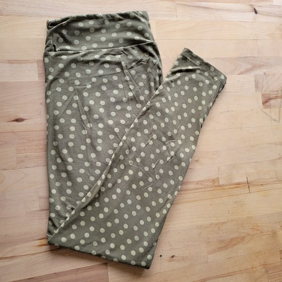 NWOT - Vintage LLR HTF TC Olive Polka Dot Leggings - Picture 1 of 2